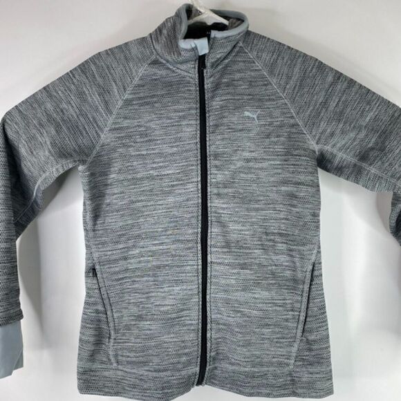 Puma Gray Long Sleeve Zip Up Stand Up Collar Track Jacket Size Medium - Picture 1 of 9